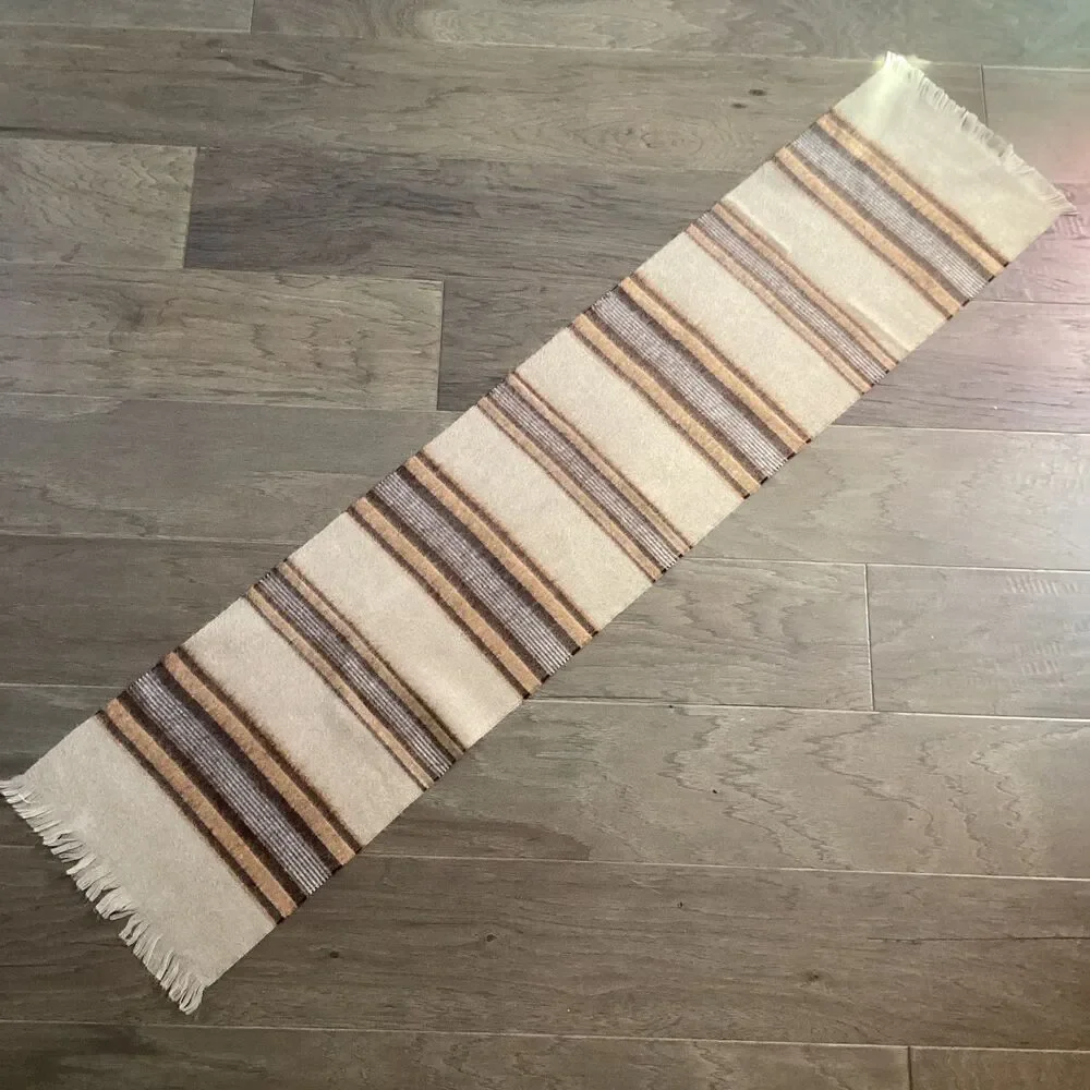 Soft brushed acrylic Brown Stripe Neck Warmer Scarf Vintage 80s abt 11 x 51